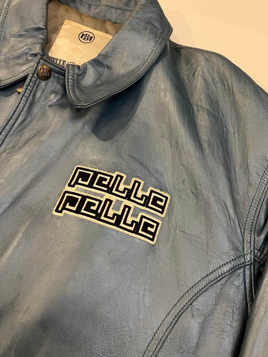 90s 펠레펠레 올드스쿨 레더자켓 블루 상품이미지6