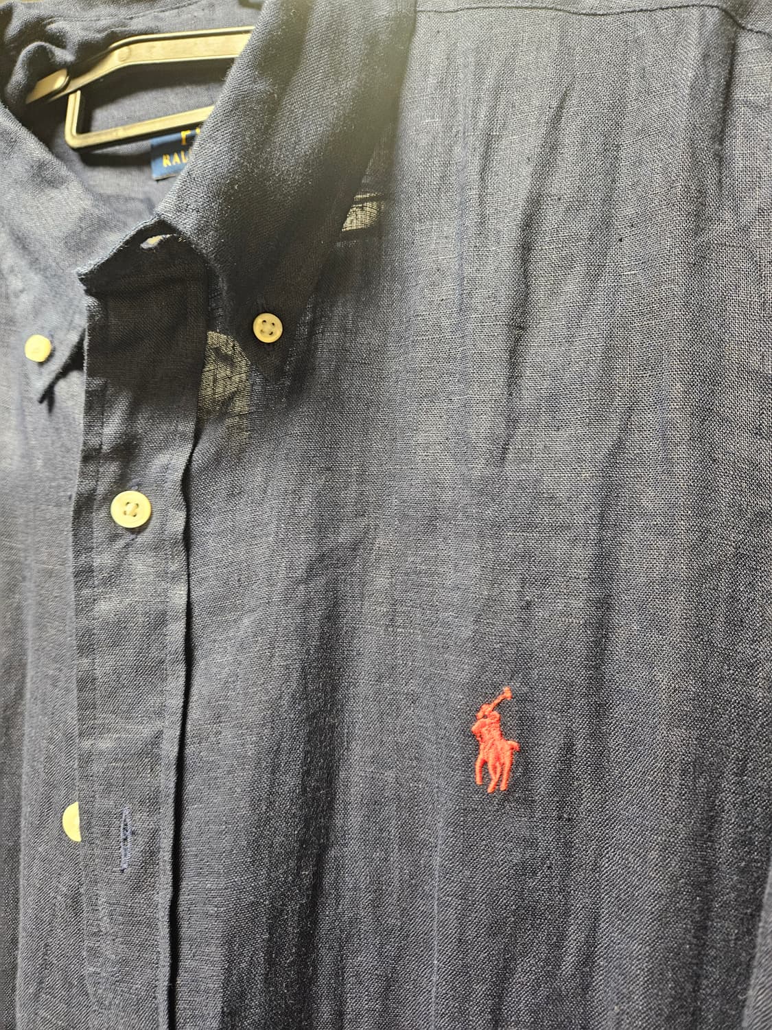 폴로 랄프로렌 새상품 린넨셔츠 네이비 상품이미지3