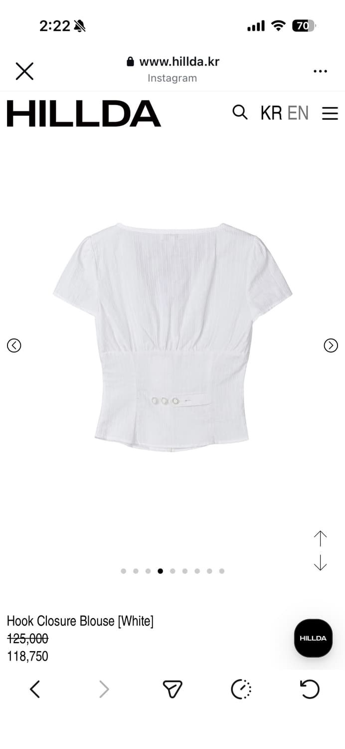 힐다 후크 블라우스 화이트 m 상품이미지3