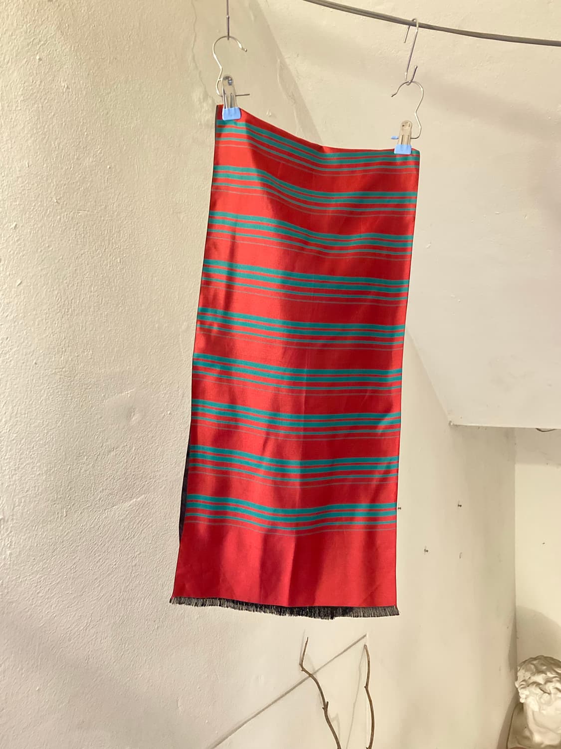 빈티지 레드 스트라이프 머플러 상품이미지1