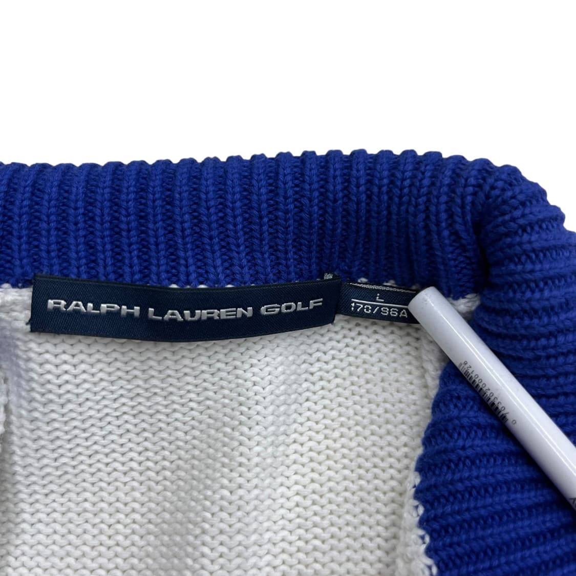 폴로 랄프로렌 빅포니 코발트블루 배색 화이트 니트집업 L 상품이미지6