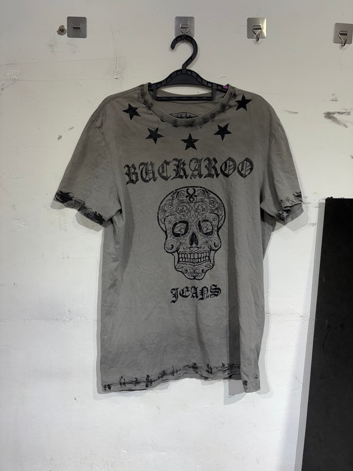 버커루 해골 프린팅 락 펑크 그래픽 반팔 티셔츠 L 상품이미지7