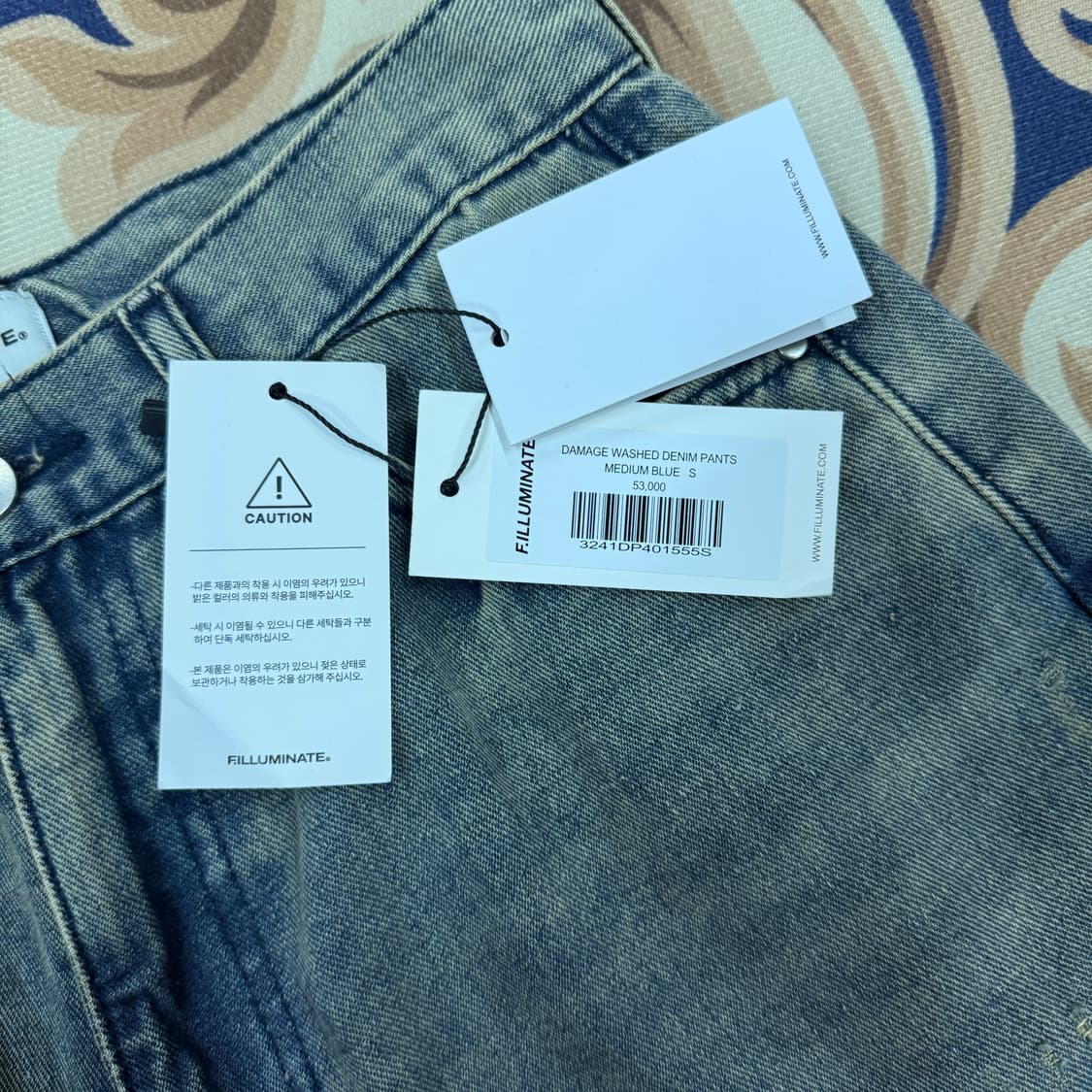 (S)필루미네이트 워싱 와이드 데님팬츠(미디엄 블루,새상품) 상품이미지3