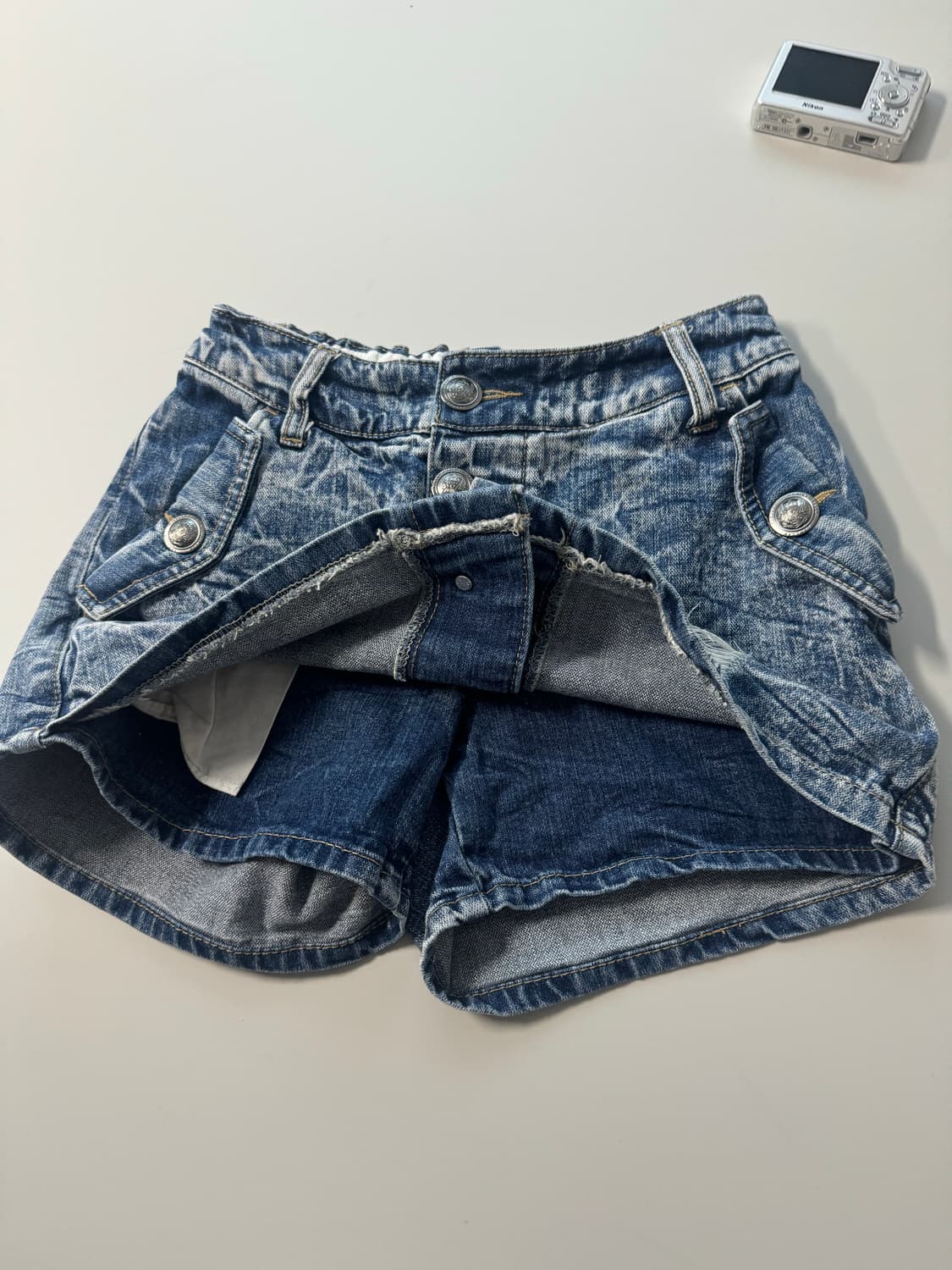 워싱 데님 포켓 스커트팬츠 상품이미지9