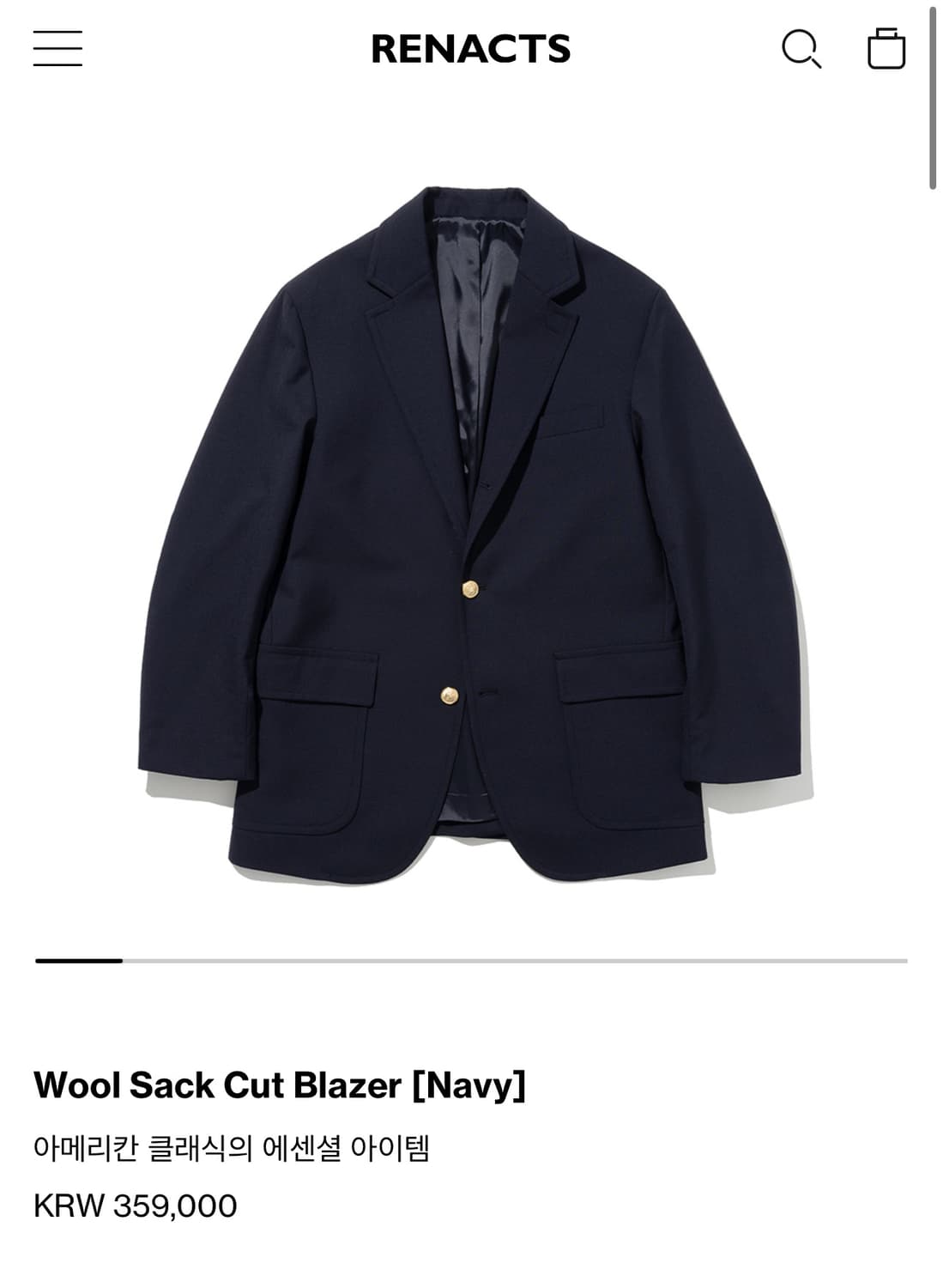 리넥츠 Wool Sack Cut Blazer [Navy] 상품이미지4