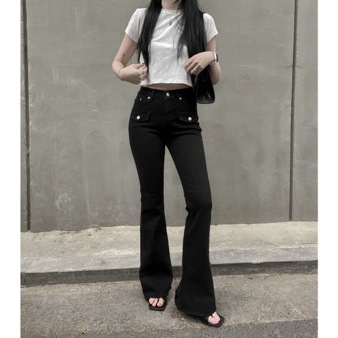 어반유니크 포켓 부츠컷 데님 블랙 S 상품이미지3