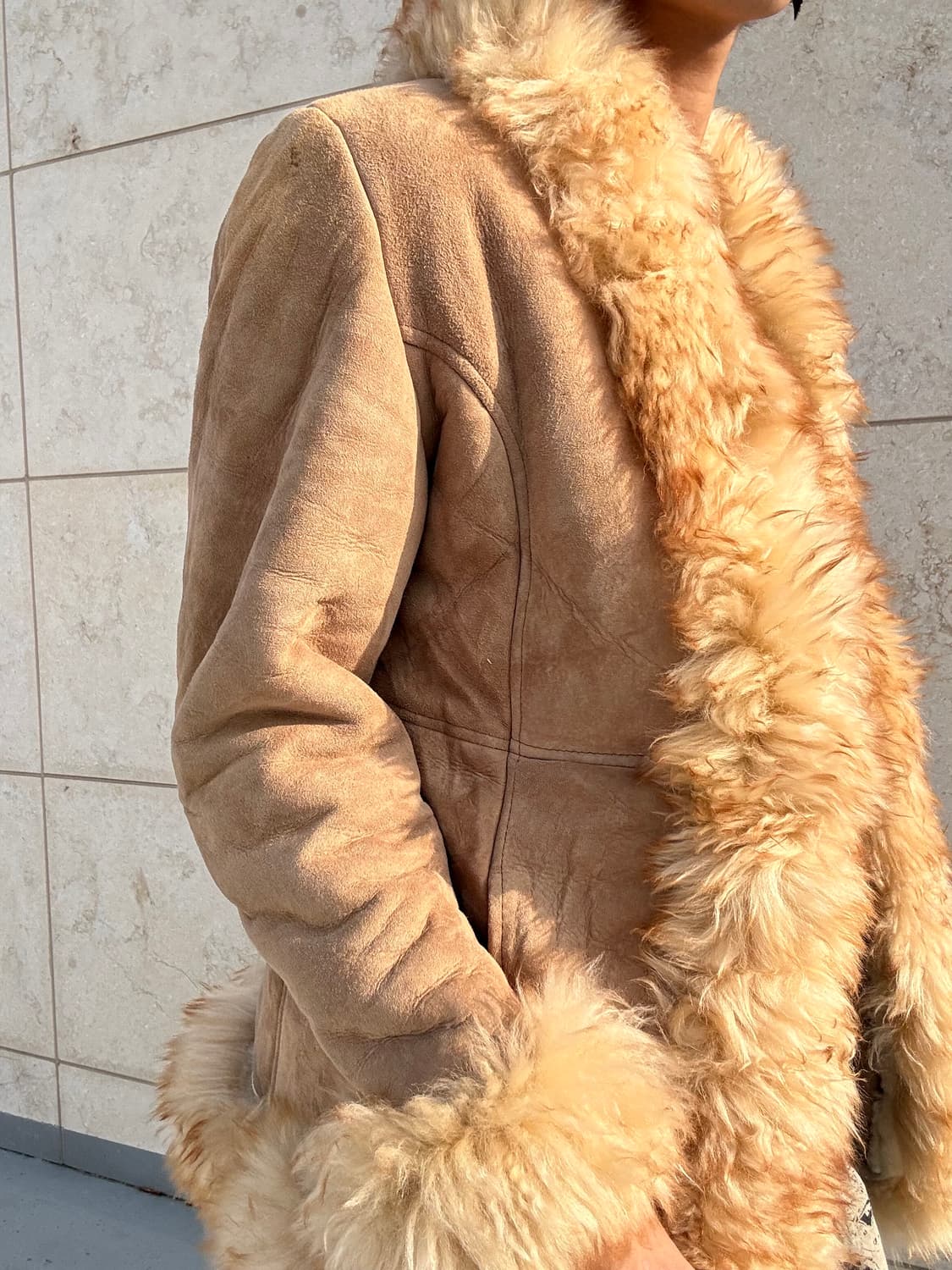 “Vintage”00’s Fur Trimming Shearling Lea 상품이미지4