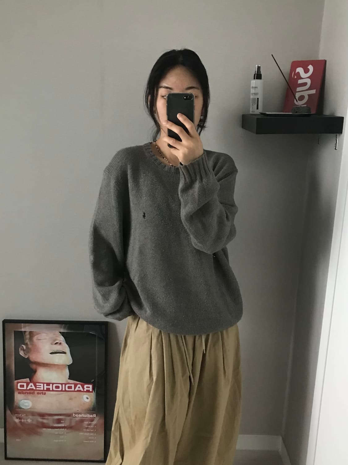 폴로 랄프로렌 포니 로고 그레이 라운드 니트 상품이미지3