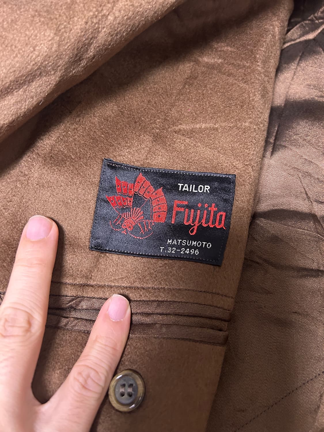 브라운 일본제 캐시미어 코트 사이즈 110 상품이미지3