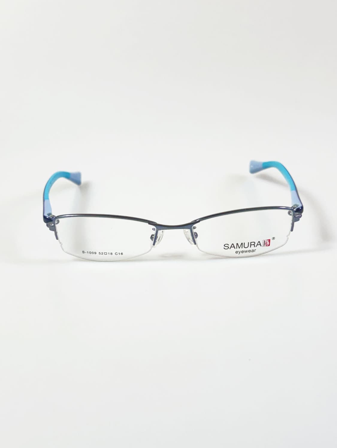 SAMURAI EYEWEAR 블루 반무테 스퀘어 메탈 빈티지 안경 상품이미지1