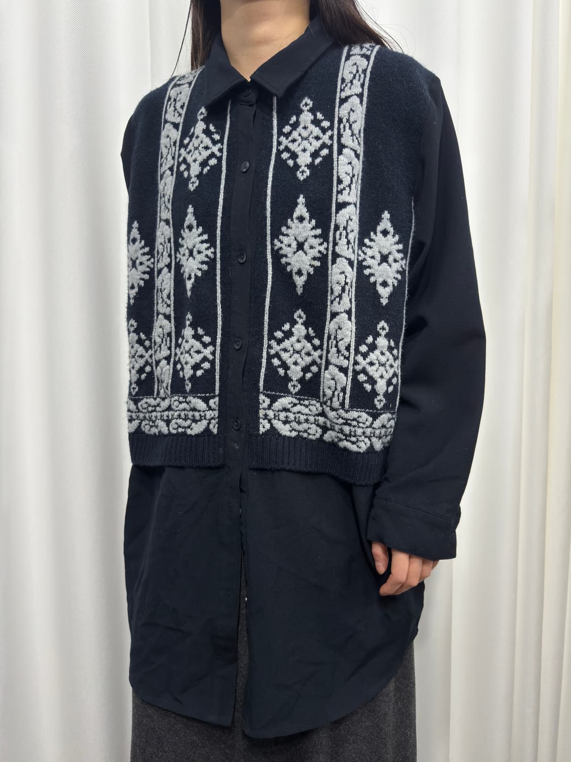 ethnic knit detail shirt 상품이미지3