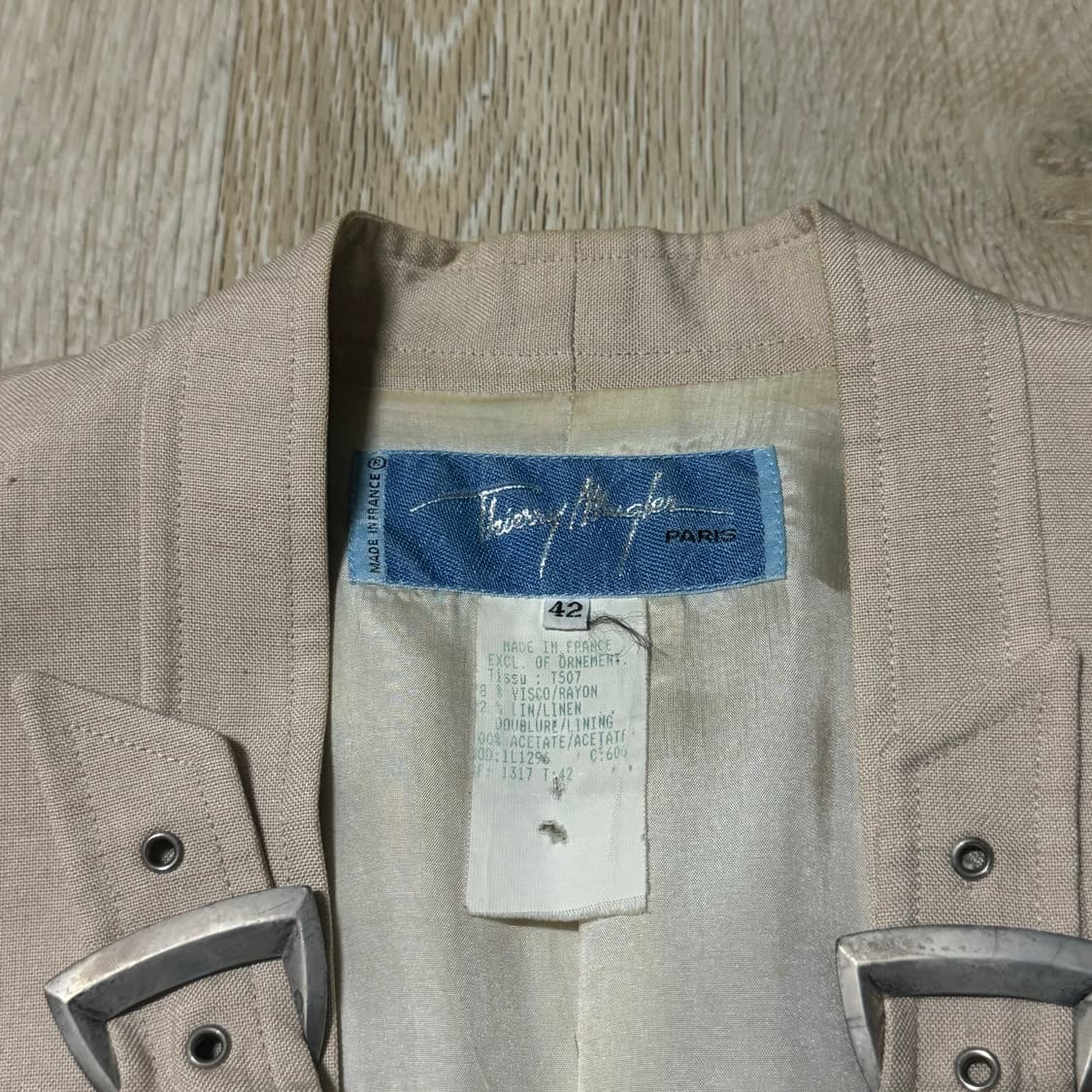 티에리 뮈글러 80s 벨티드 레이온 & 린넨 자켓 상품이미지5