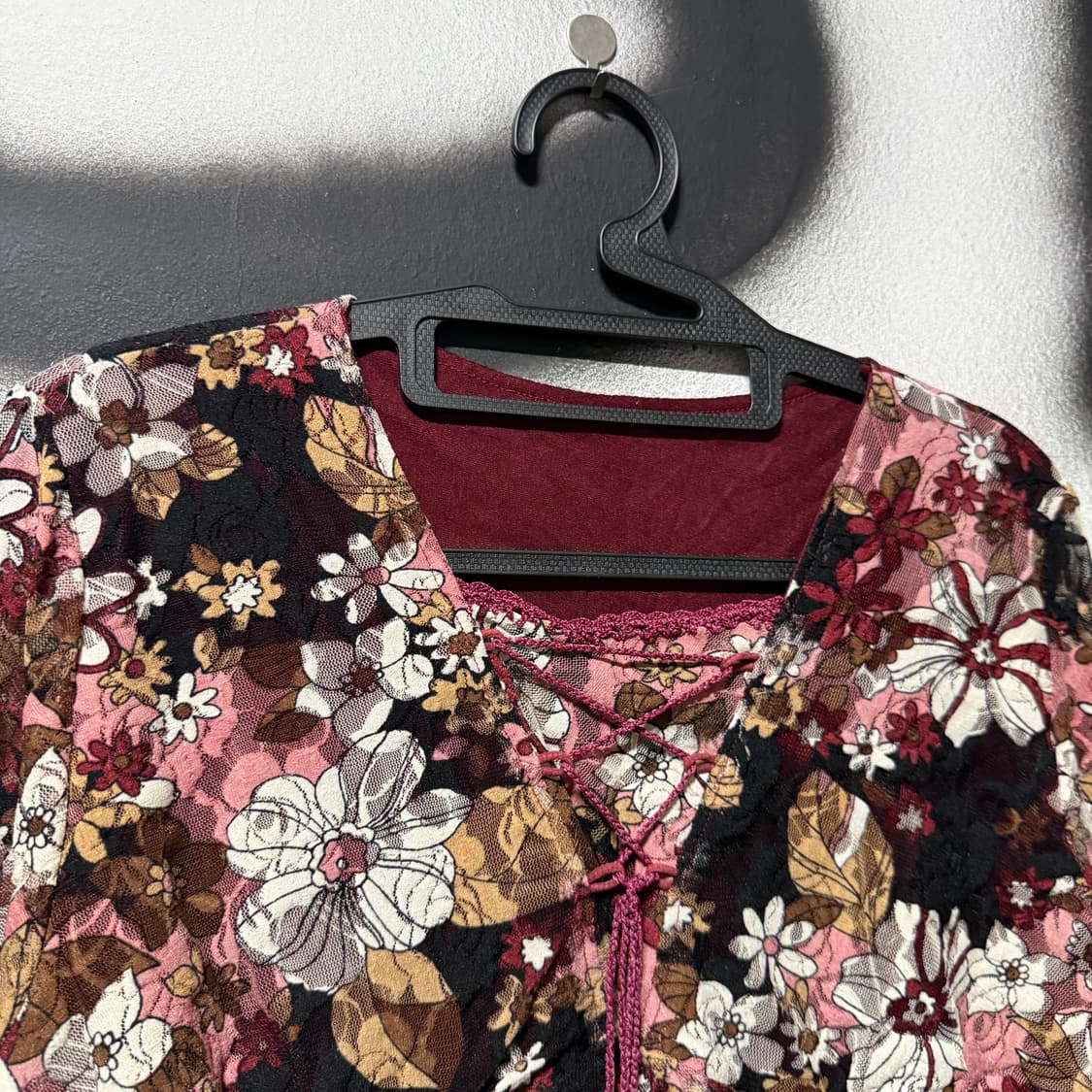 VTG 빈티지 재패니즈 모리 플라워 풀 패턴 레이스 반팔 블라우스 상품이미지3