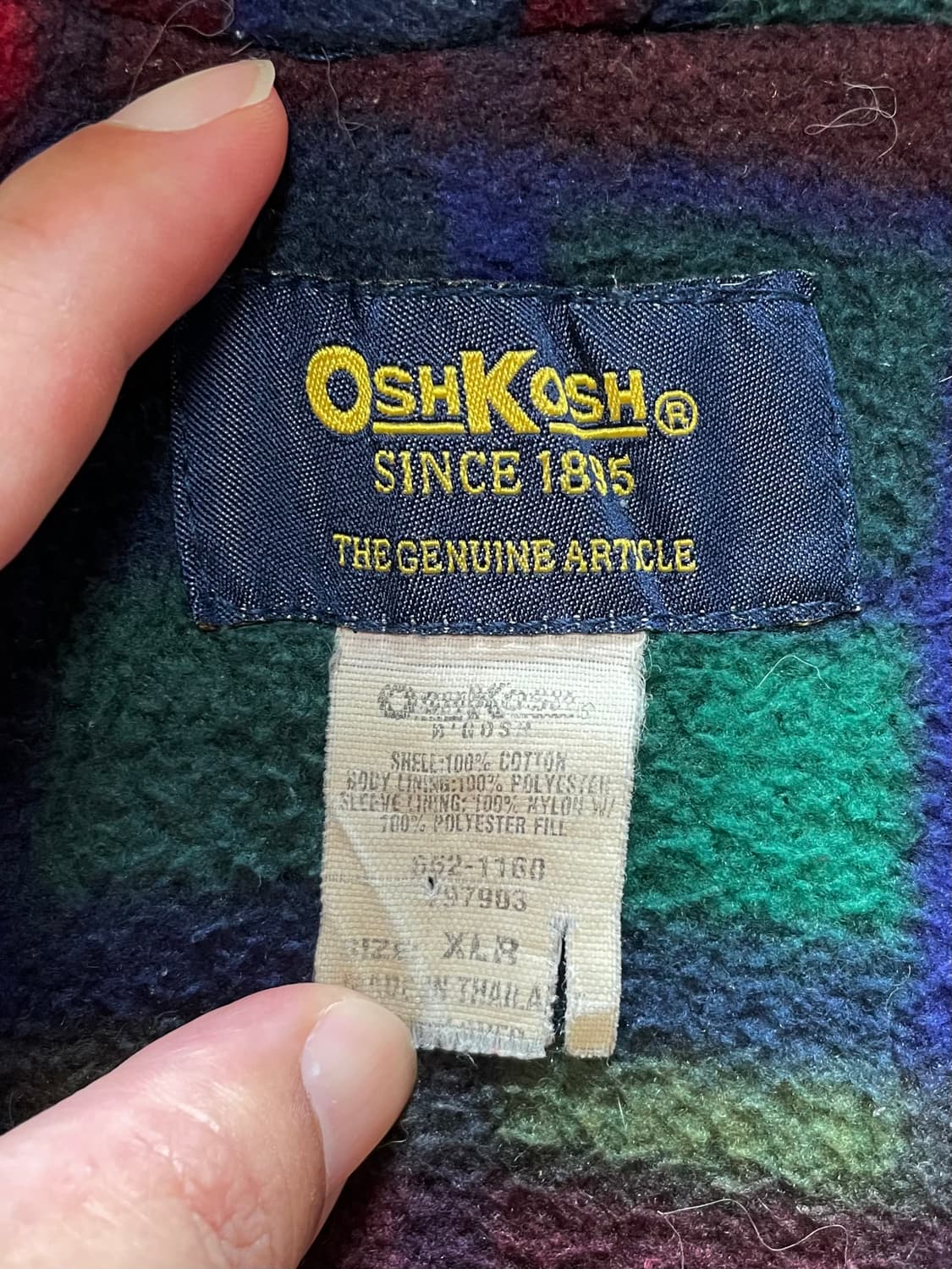 택포) Oshkosh USA 빈티지 데님 중청 액티브 워크자켓 체크 상품이미지3
