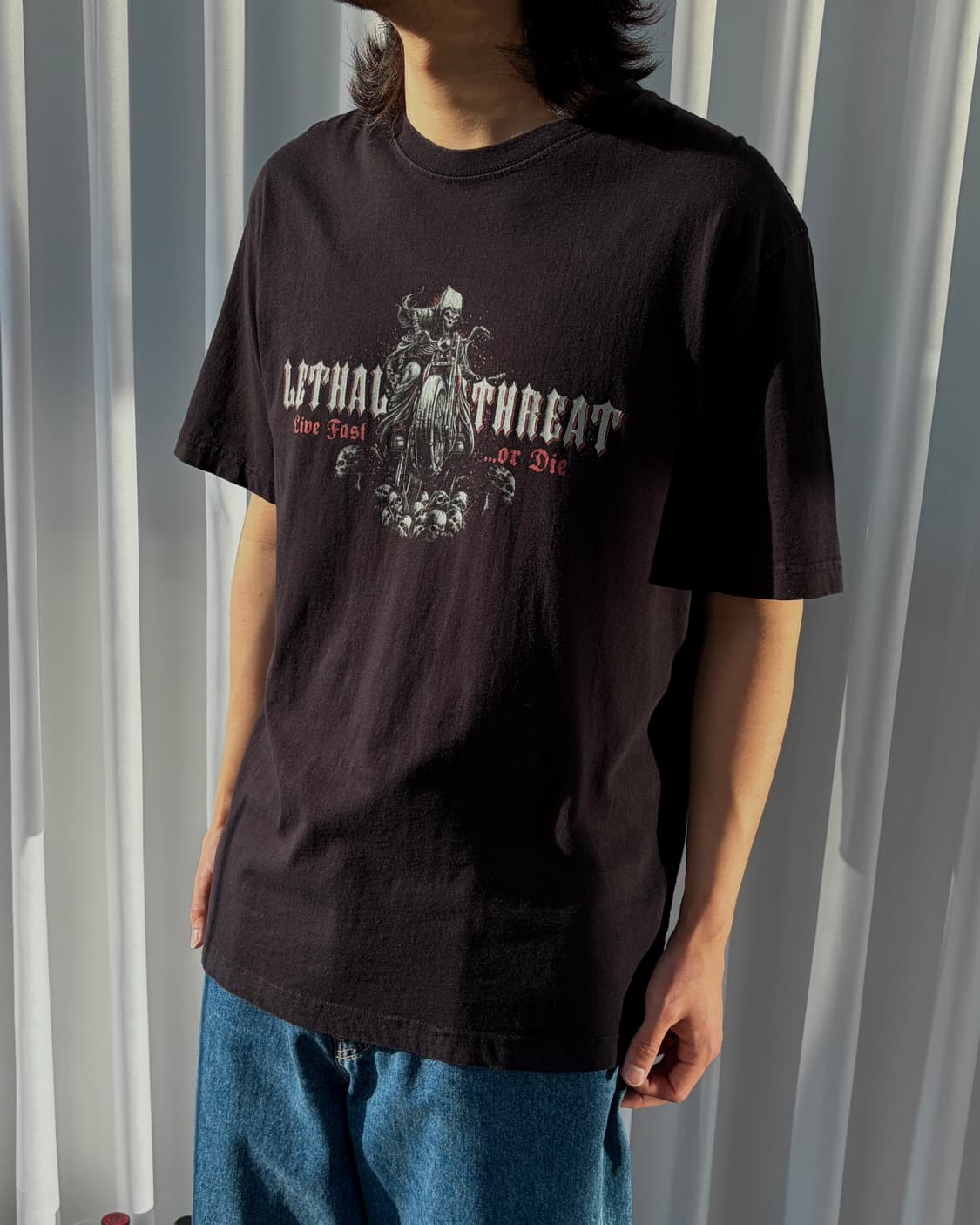 [L]USA 모터싸이클 스컬 프린팅 반팔 티셔츠 상품이미지2