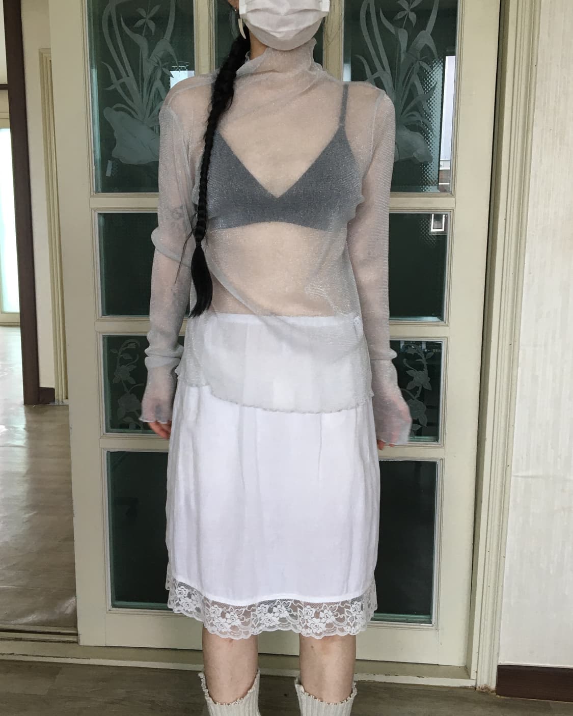 High neck see through sleeve 상품이미지3