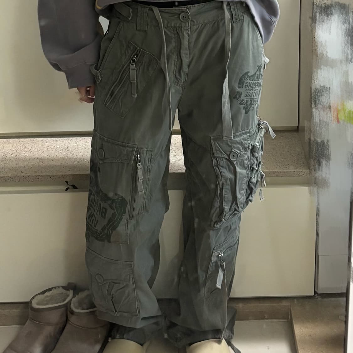 뱅뱅 빈티지 진스 카고 유틸리티 포켓 워크팬츠 상품이미지3