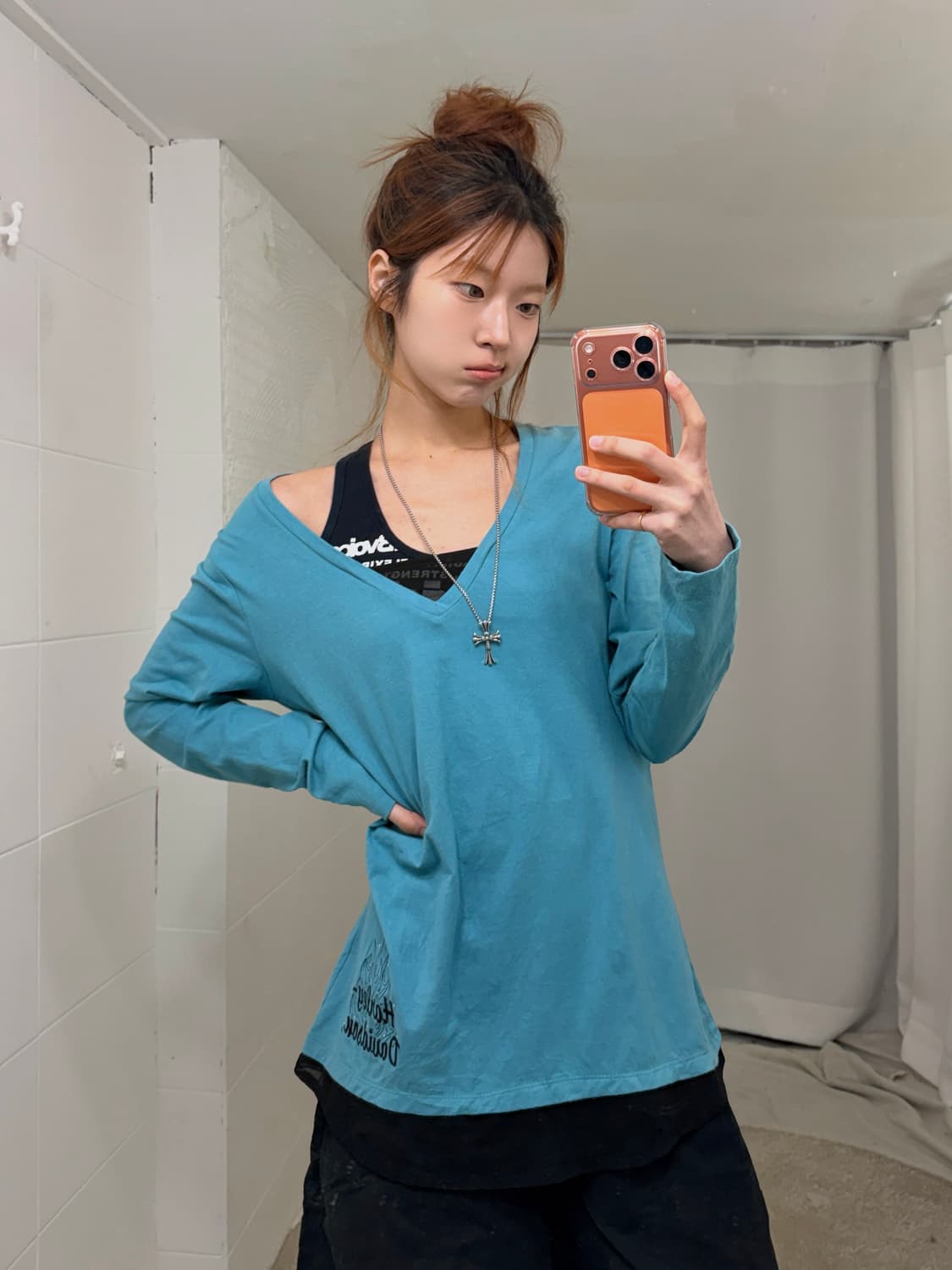 (상의 세트) 할리데이비슨 민트 레이어드 롱슬리브 + 펑크 나시 세트 상품이미지1