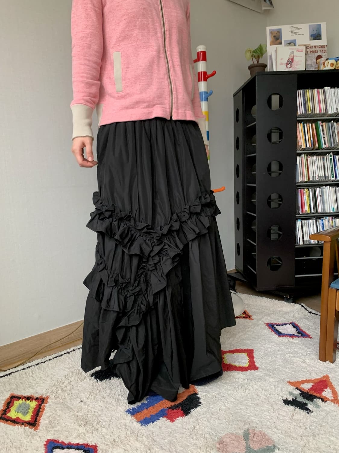 japanese vintage, frill maxi skirt 상품이미지4