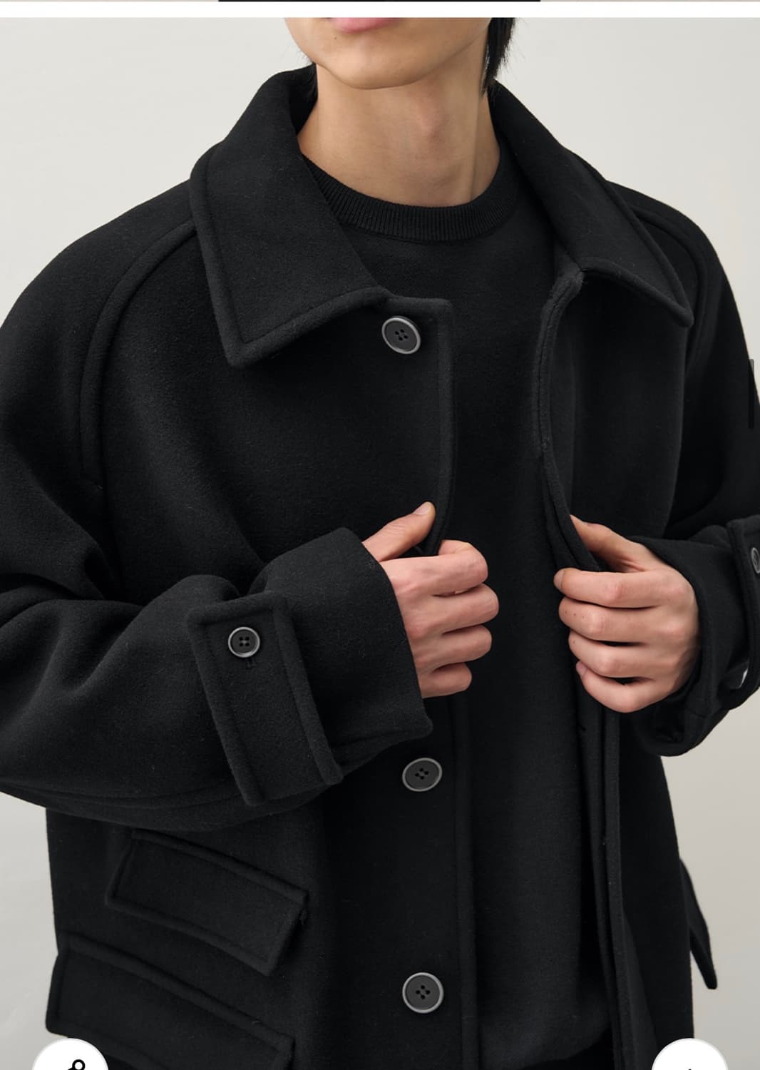 (XL) 드로우핏 컨사이즈 울 원더 발마칸 코트 [BLACK] 판매 상품이미지6