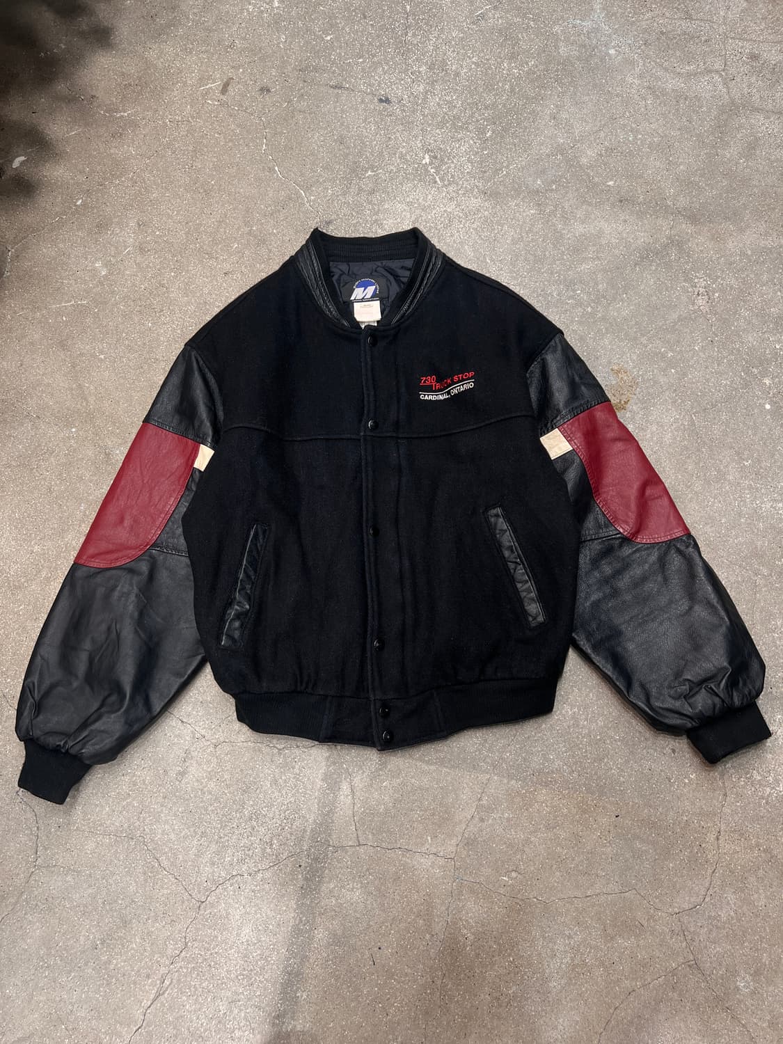 빈티지 캐나다 레이싱 가죽 울 바시티 자켓 상품이미지1