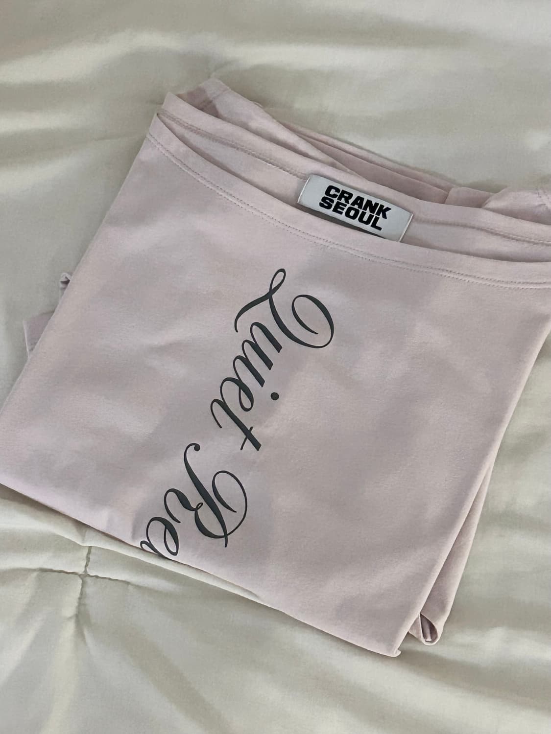 크랭크 레터링 오프숄더 탑 핑크 상품이미지3