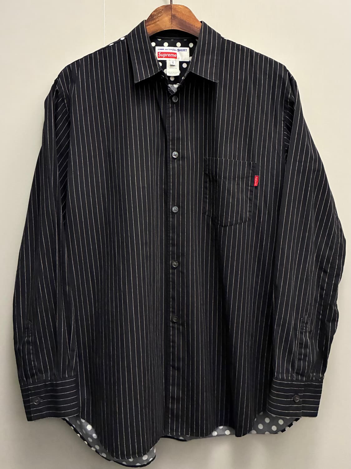 (M)14s 꼼데가르송 x 슈프림 핀스트라이프 도트 포켓 셔츠 상품이미지1