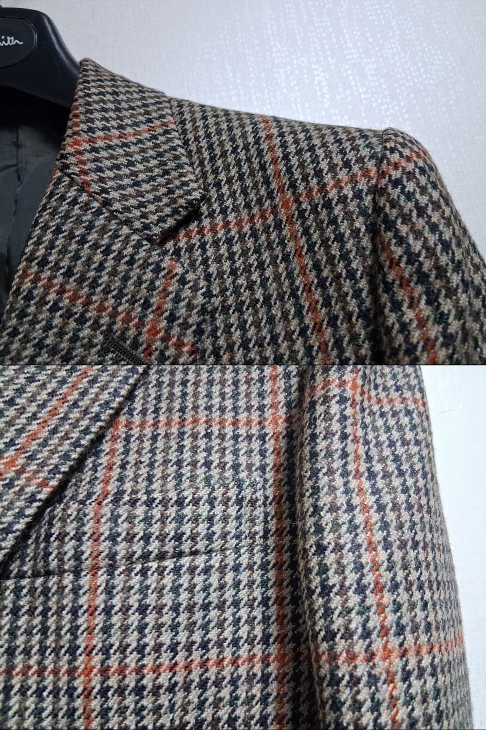 일본구제 WULFING TUCHE 남성 100%순모 레트로체크모직쟈켓90 상품이미지4