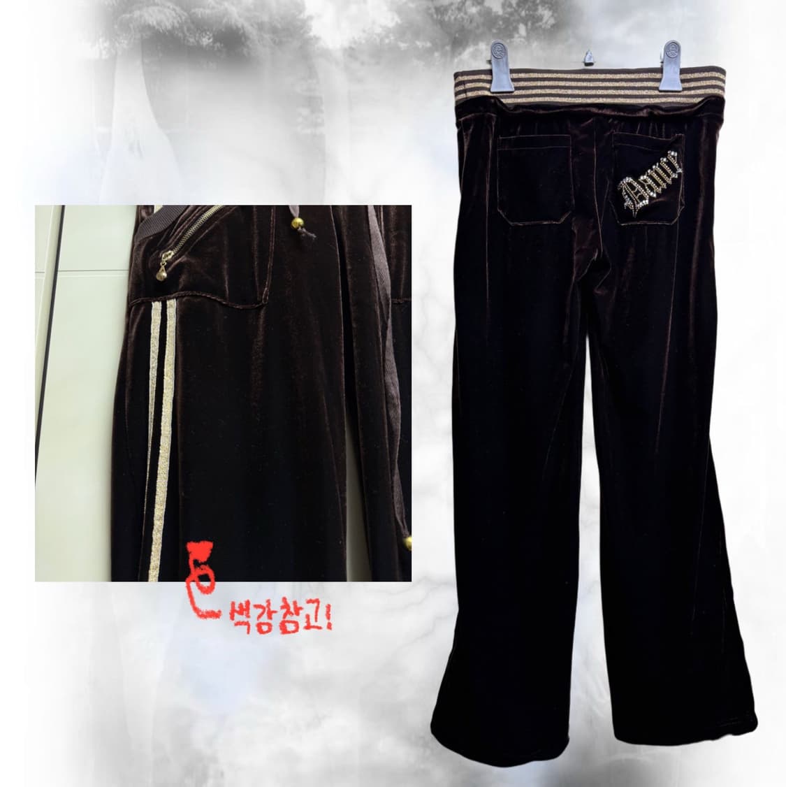 쥬시꾸뛰르깔 y2k 브라운 벨벳 팬츠 상품이미지2