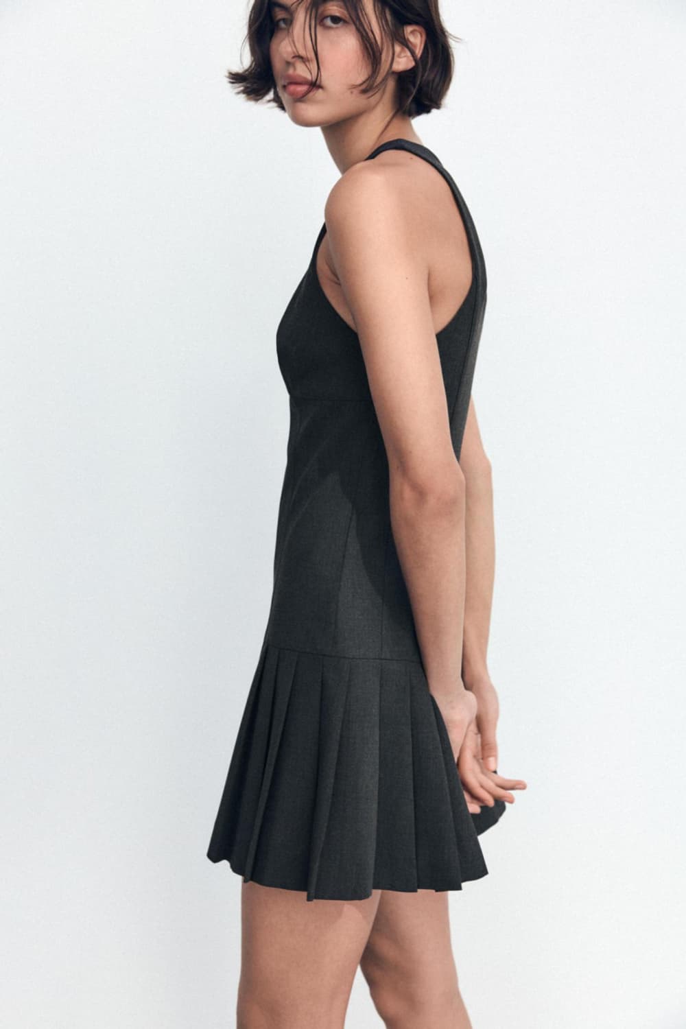 zara 미니 플리츠 원피스 차콜 s 상품이미지6