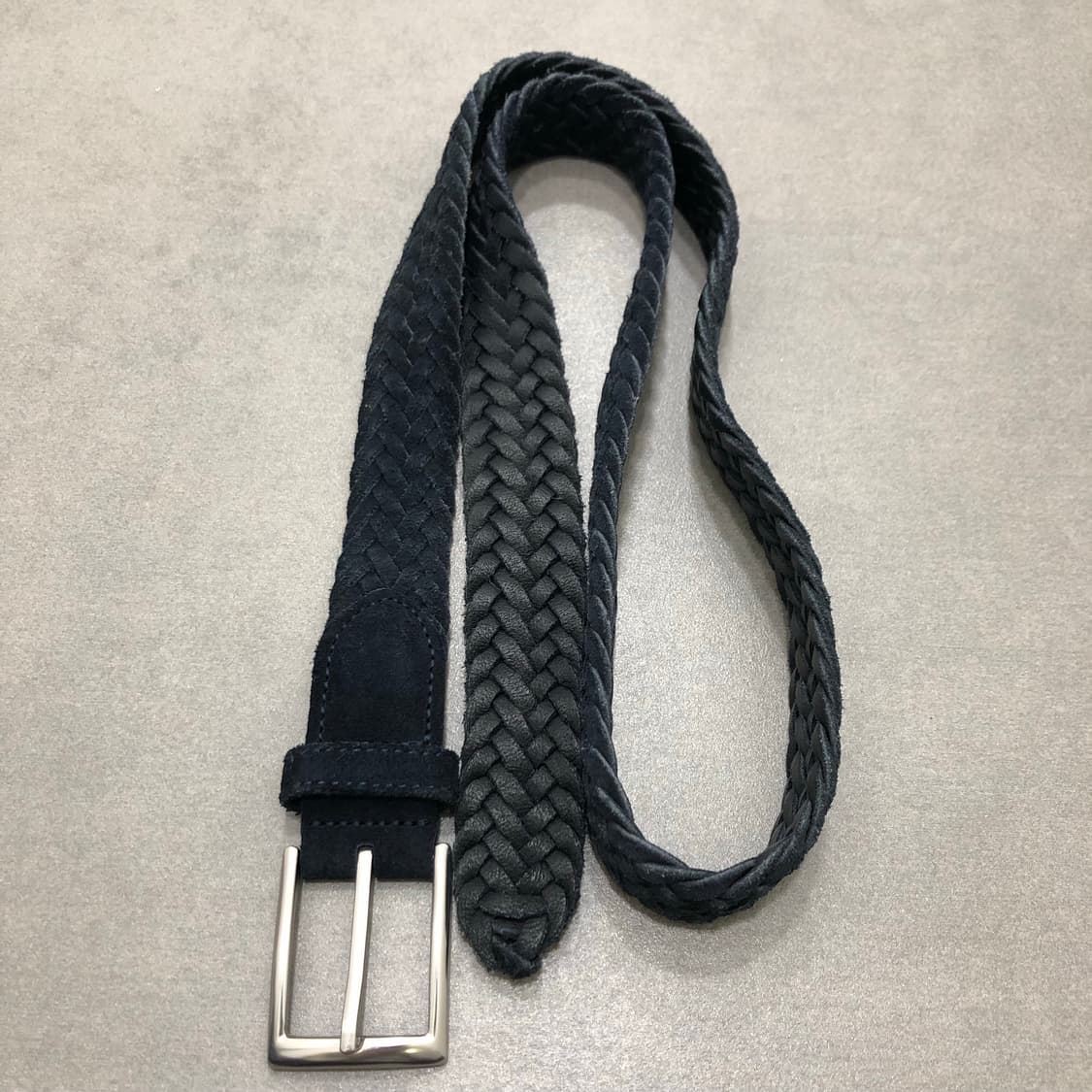 마시모두띠 스웨이드 가죽 레더 위빙 벨트 네이비 100 상품이미지5