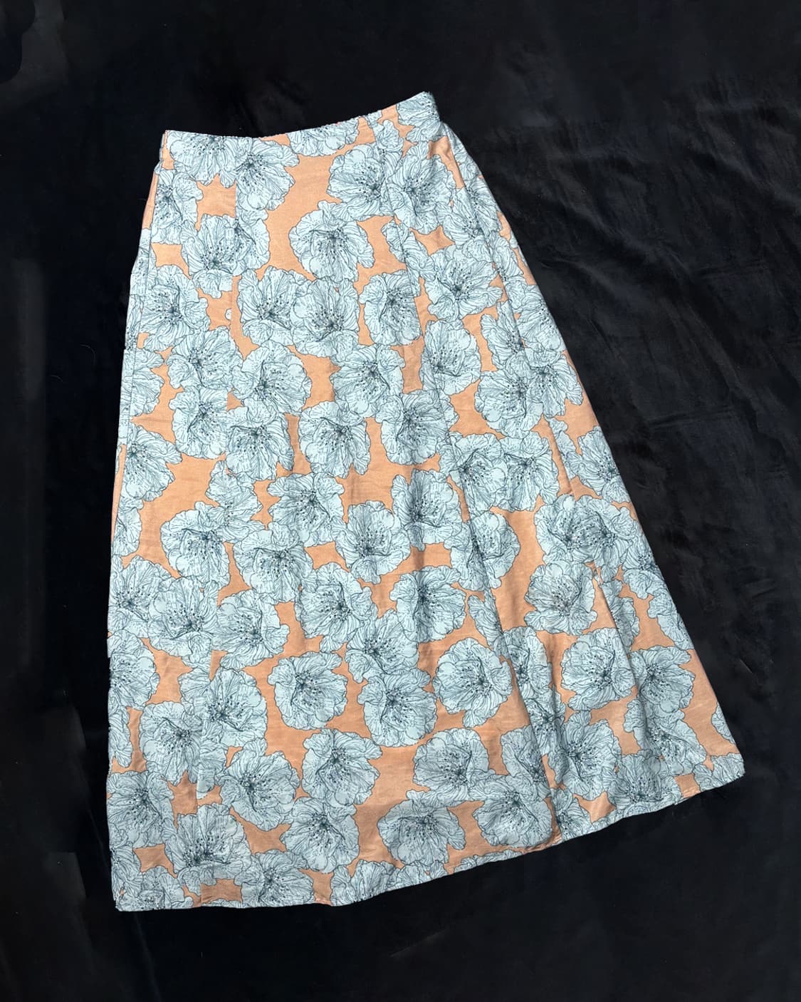 일본빈티지 블루 플라워 롱스커트 상품이미지1