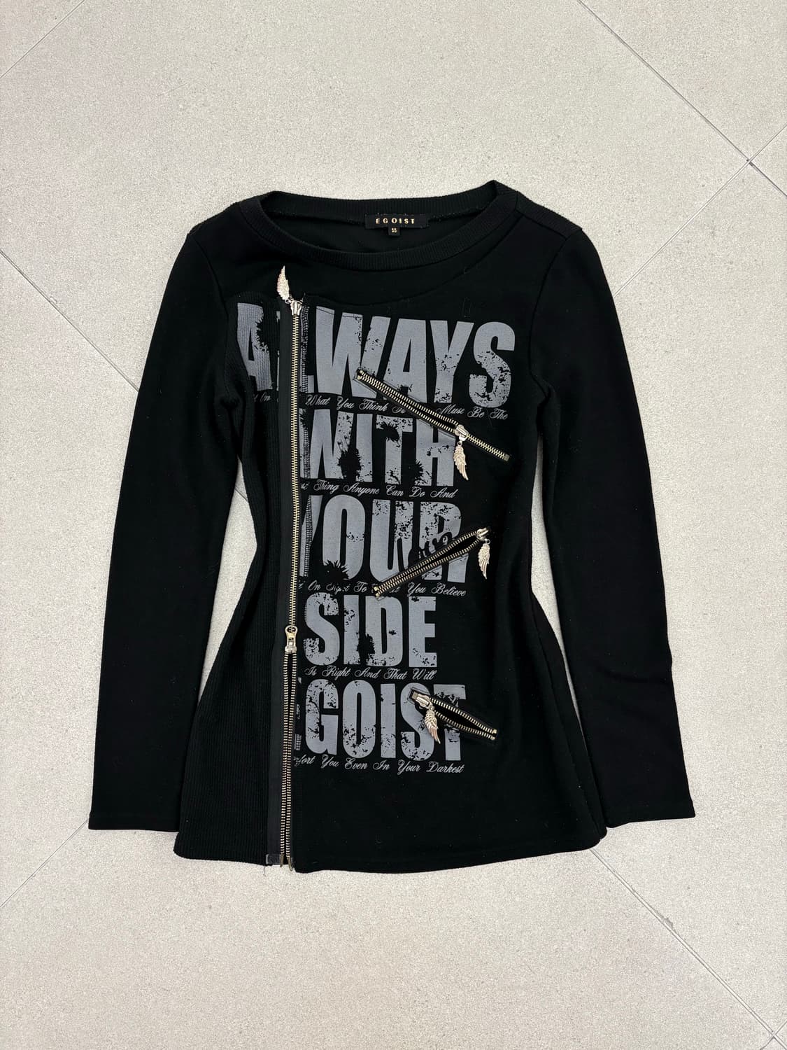 Egoist 지퍼 레터링 롱슬리브 상품이미지1