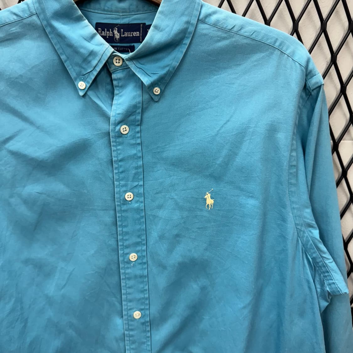 폴로 랄프로렌 솔리드 긴팔 셔츠 옐로우 포니 포인트 스카이블루 상품이미지5