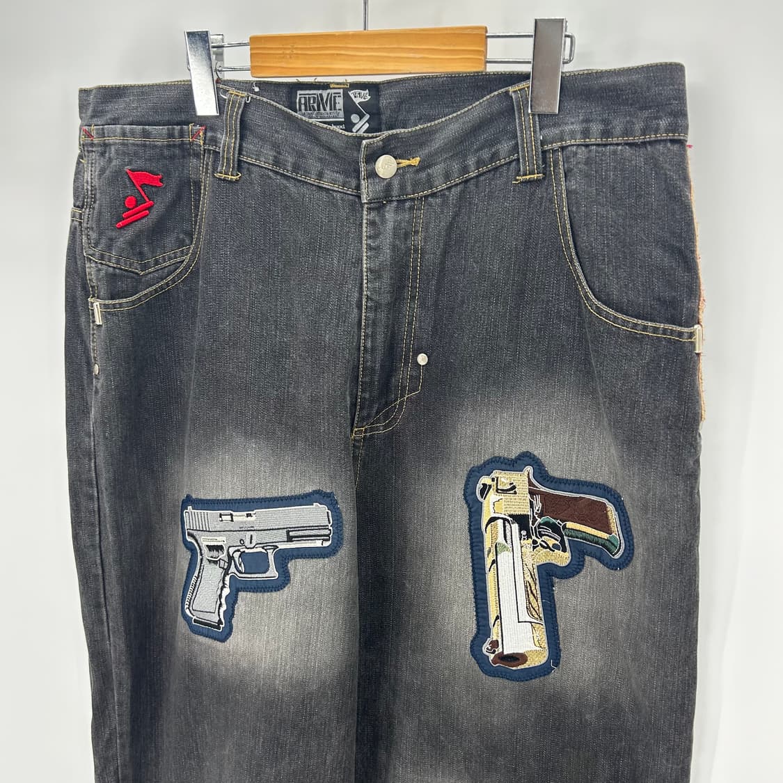 [ARME] 웰컴 투 더 후드 건패치 와이드 데님팬츠 상품이미지3