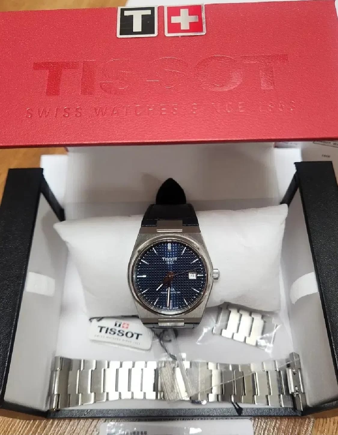 티쏘 PRX 40mm 오토 블루 스틸,가죽,버클 판매합니다. 상품이미지1