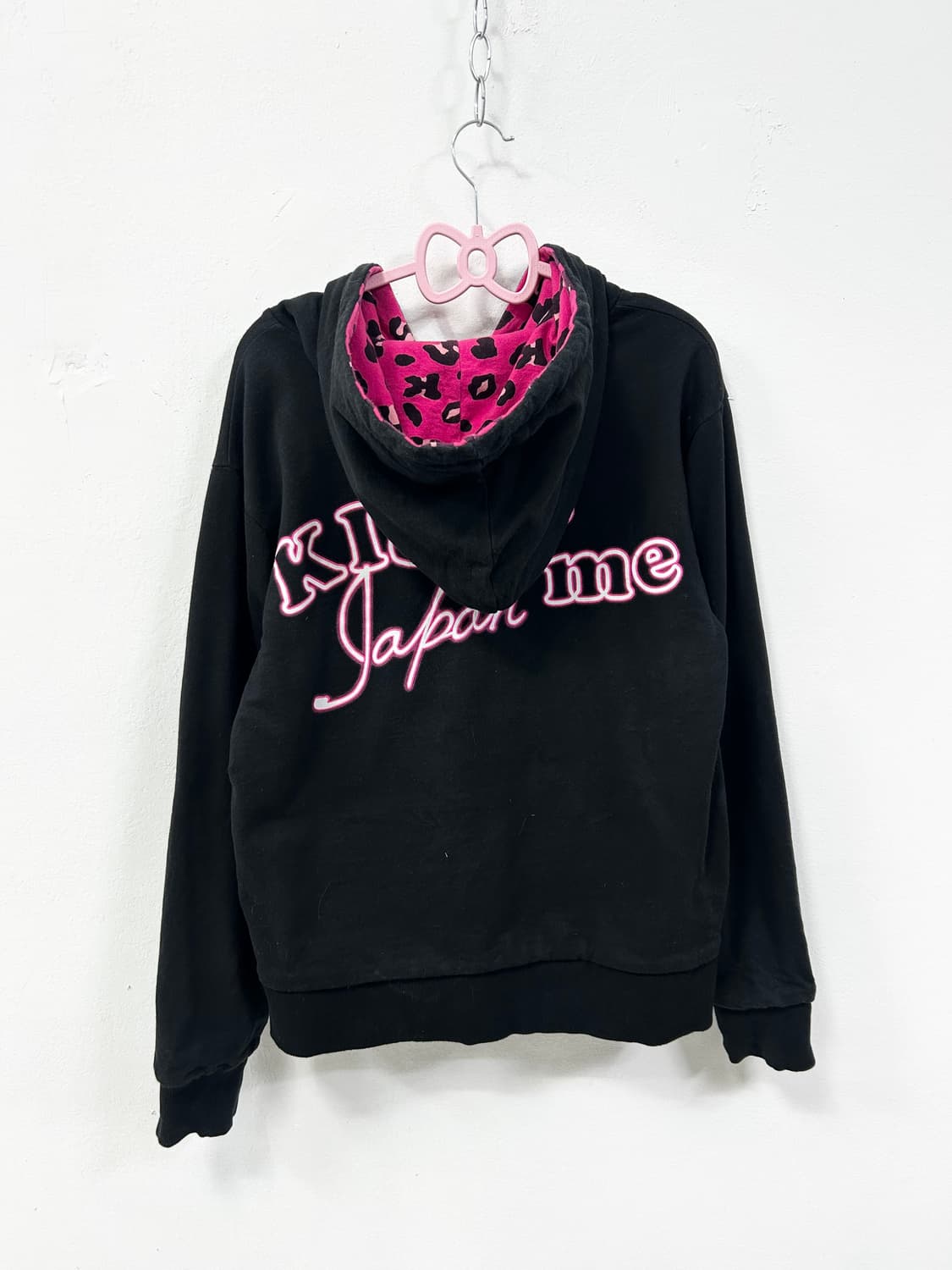 갸루 핑크 레오파드 리버시블 후드집업 상품이미지6