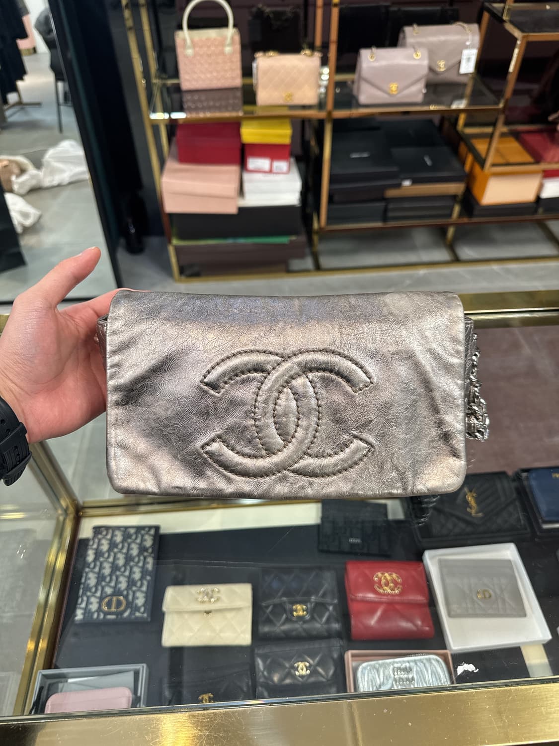 샤넬 빈티지 실버 숄더백 상품이미지1