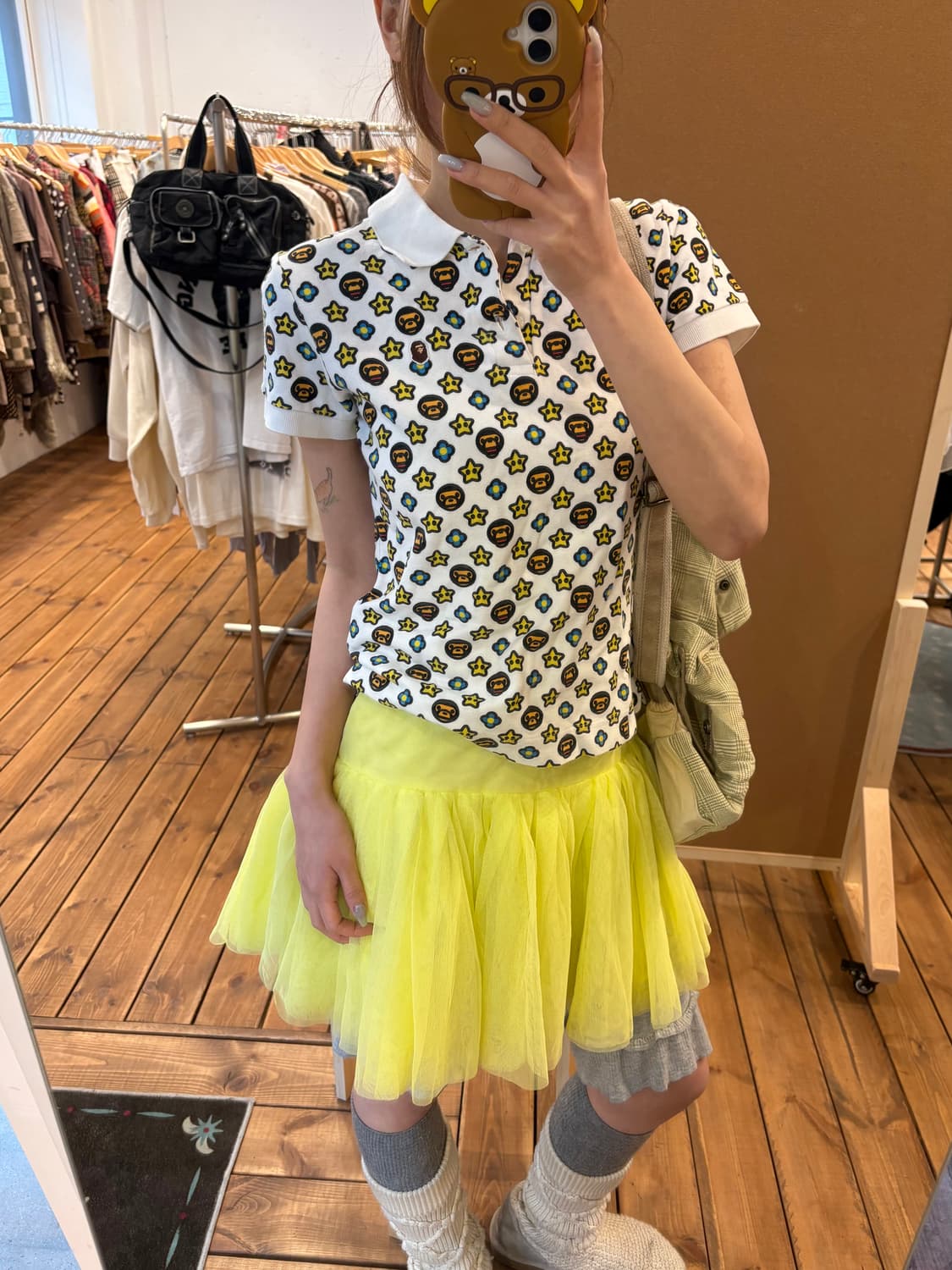 베이프 패턴 카라 반팔티 상품이미지4