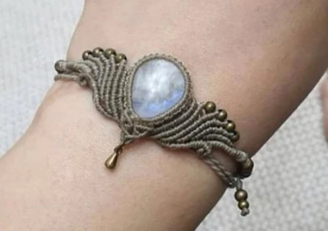 레인보우 문스톤 마크라메 목걸이 초커 팔찌 발찌 홀로그램 멀티컬러 화이트 상품이미지2