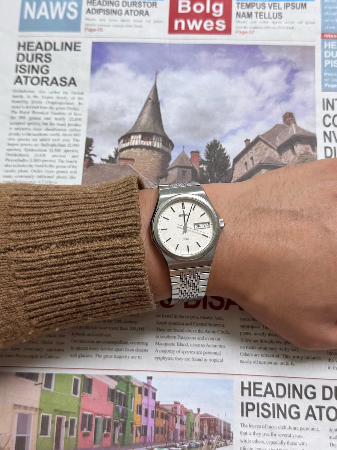 Seiko 세이코 쿼츠 SPRIT 헤링 본조 직물패턴 다이얼 Day-Da 상품이미지9