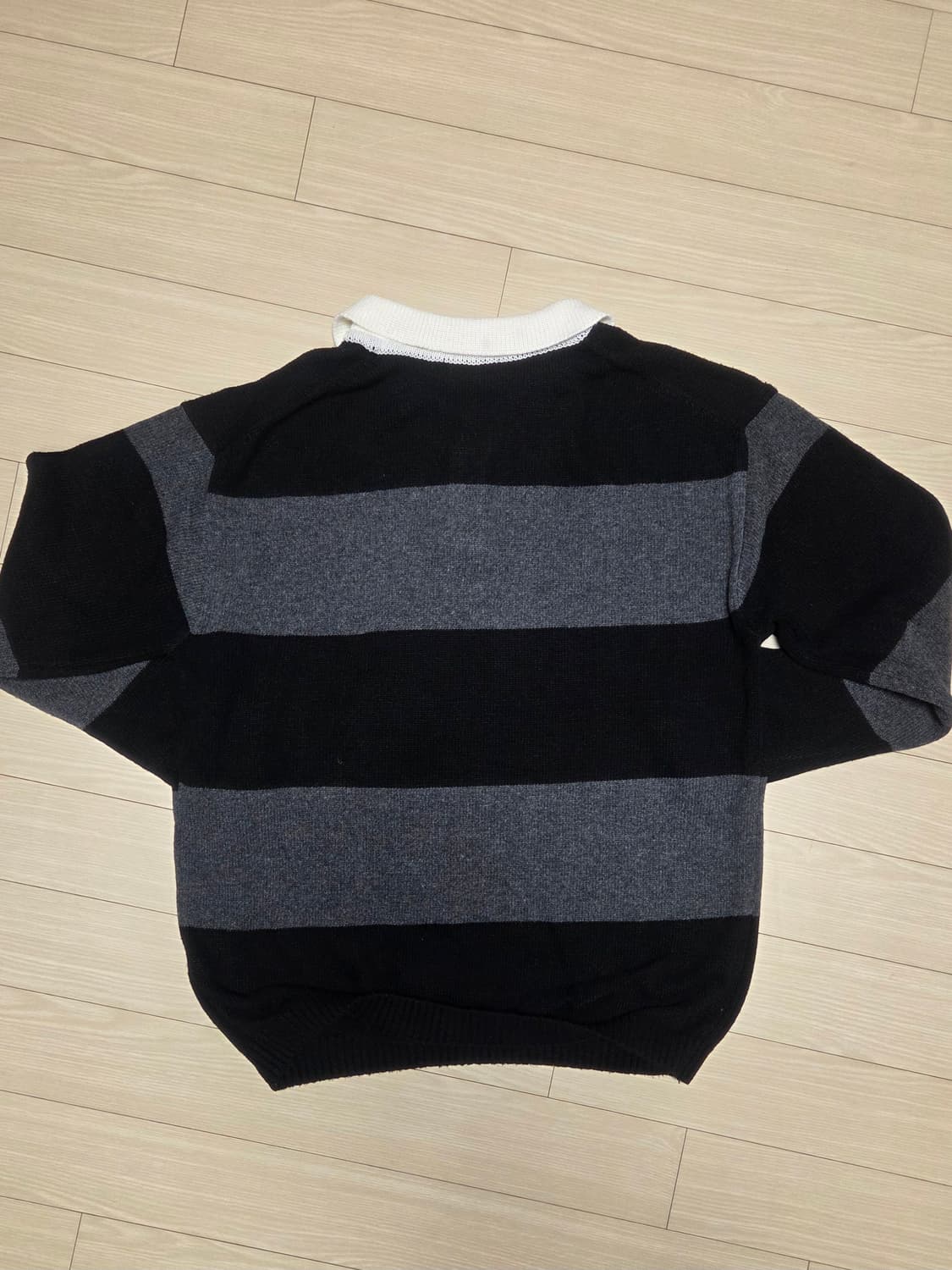 [M] 예일 투톤 럭비 니트 차콜 상품이미지4