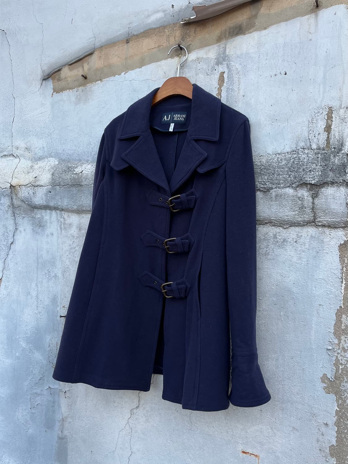 90s Armani Jeans Made in Italy 금속 버클 코트 상품이미지1