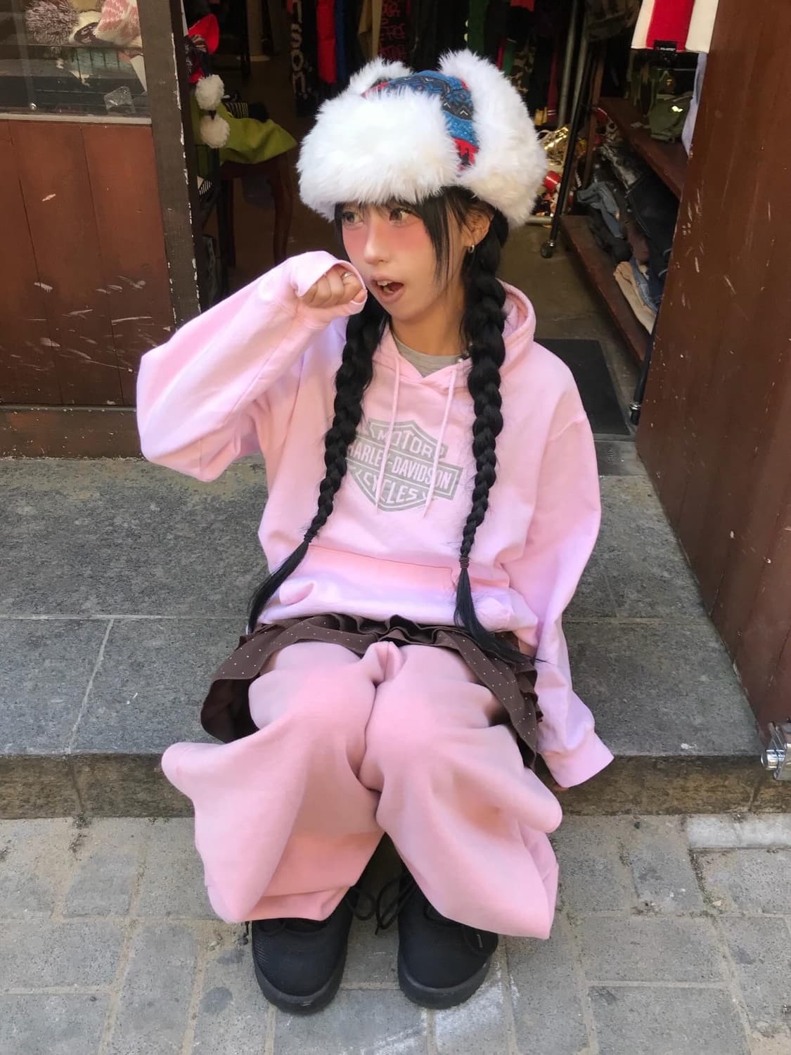 Harley-Davidson BabyPink Hoodie 상품이미지1