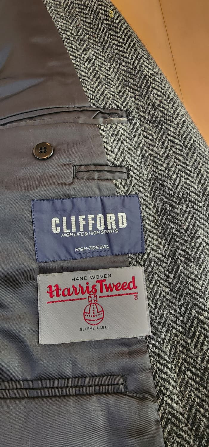 해리스트위드 헤링본 진그레이 모직자켓 L 상품이미지7