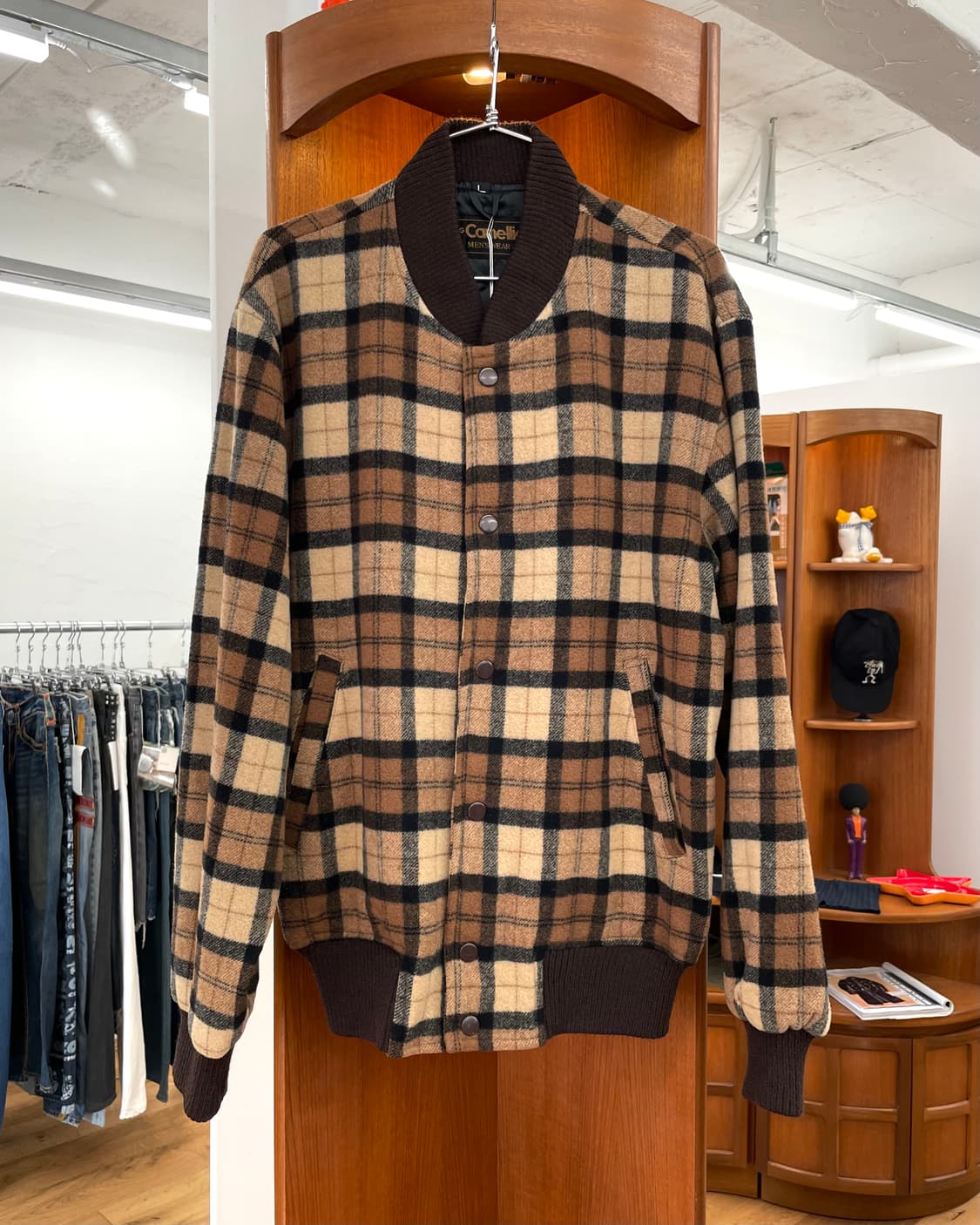 [L] 80s 체크 울 블루종 자켓 상품이미지3