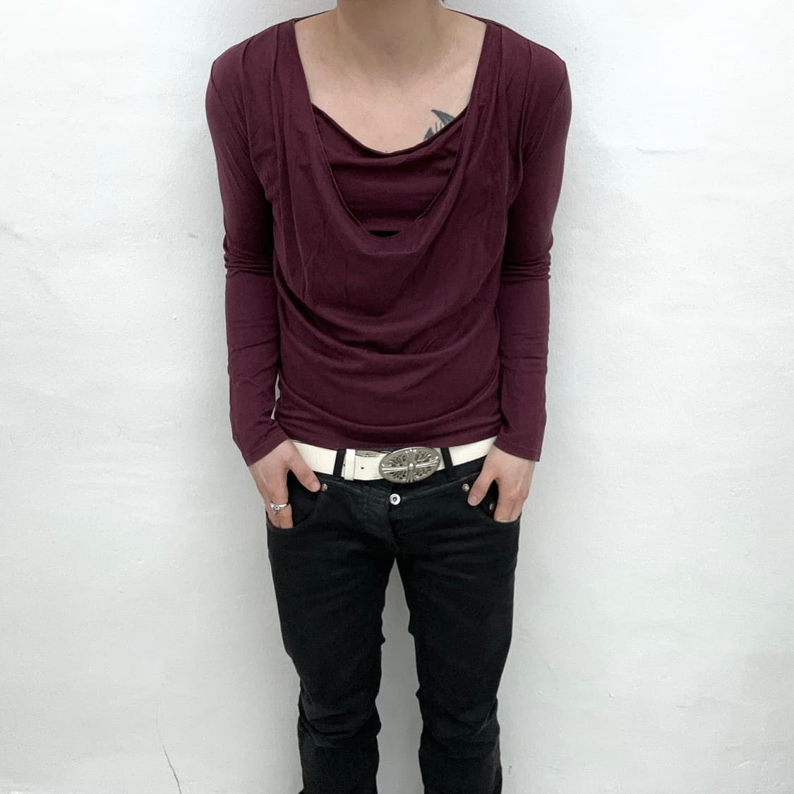 Tornado mart burgundy drape sleeve 상품이미지2