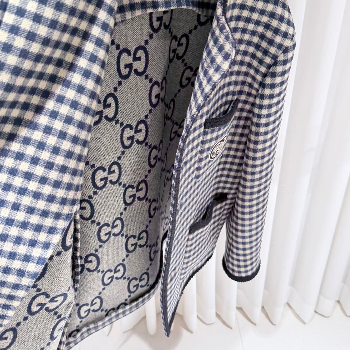 48 / 구찌 울 깅엄 자켓 인터로킹 G 베이지 자켓 상품이미지6