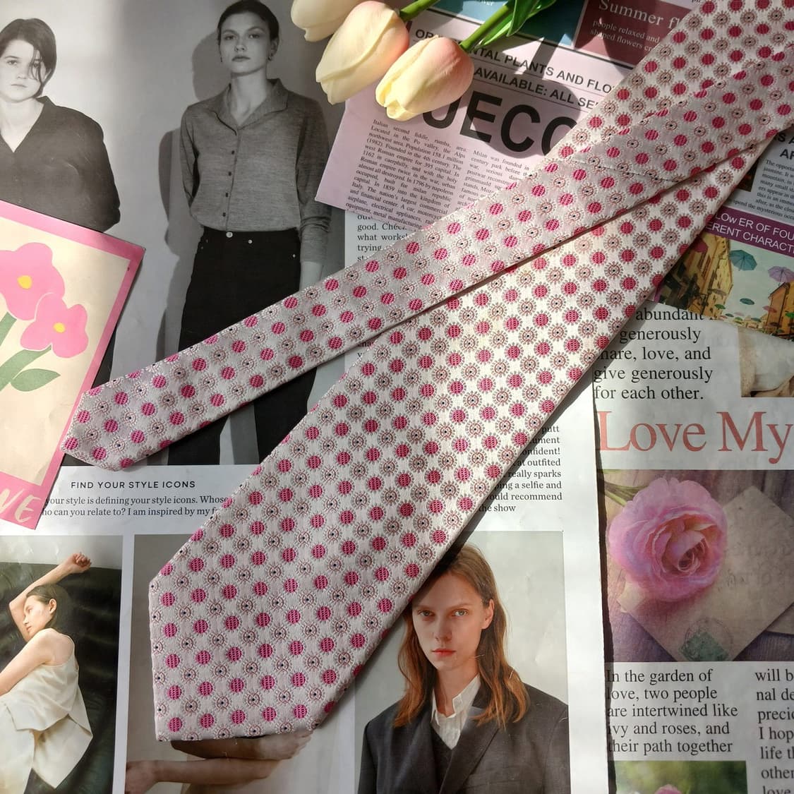 니나리치 실크 플라워 자수 패턴 넥타이 9.4cm A등급 A19889 상품이미지3