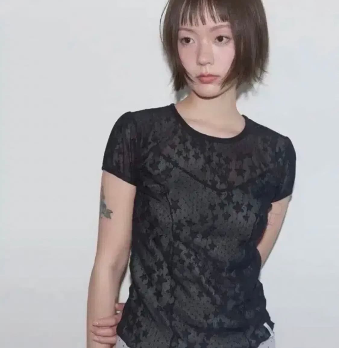 팬시클럽 웨이브 퍼프 레이스 티, 나시 일괄 상품이미지1